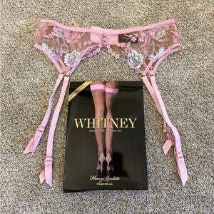 Honey Birdette Whitney Unicorn Pink Garter & Stockings